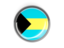 Bahamas. Metal framed round button. Download icon.