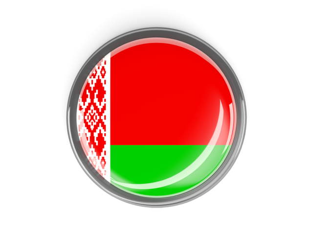 Metal framed round button. Download flag icon of Belarus at PNG format