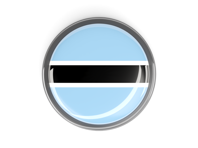 Круглая кнопка с металлической рамкой. Скачать флаг. Ботсвана