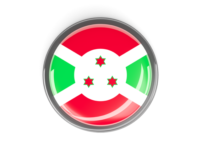 Metal framed round button. Download flag icon of Burundi at PNG format