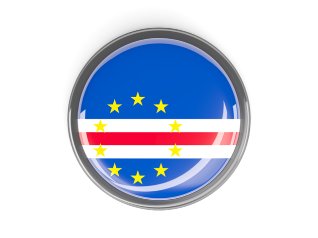 Metal framed round button. Download flag icon of Cape Verde at PNG format