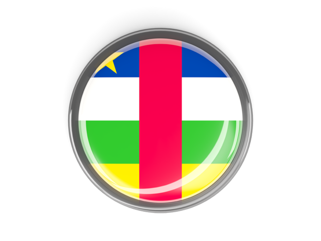 Metal framed round button. Download flag icon of Central African Republic at PNG format