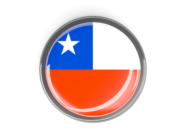 Metal framed round button. Download flag icon of Chile at PNG format