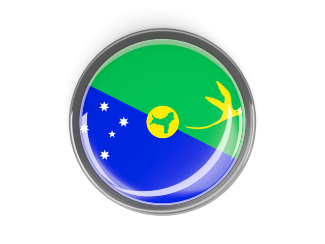 Metal framed round button. Download flag icon of Christmas Island at PNG format