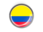 Colombia. Metal framed round button. Download icon.