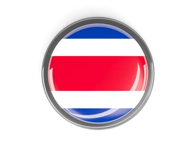 Metal framed round button. Download flag icon of Costa Rica at PNG format