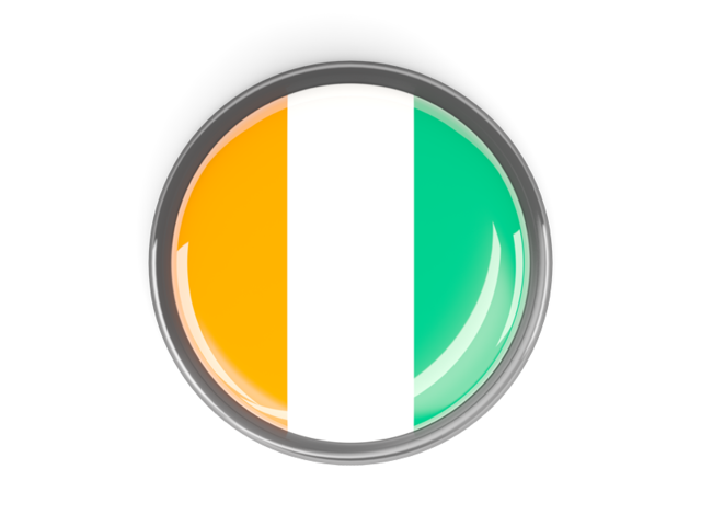 Metal framed round button. Download flag icon of Cote d'Ivoire at PNG format