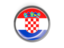 Croatia. Metal framed round button. Download icon.