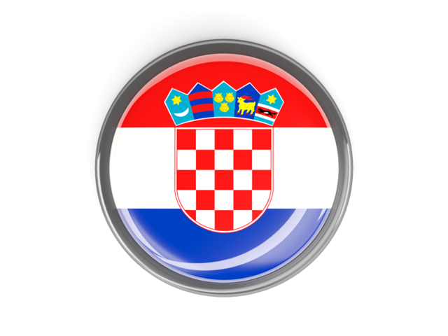 Metal framed round button. Download flag icon of Croatia at PNG format