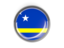 Curacao. Metal framed round button. Download icon.