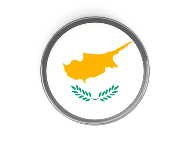 Metal framed round button. Download flag icon of Cyprus at PNG format