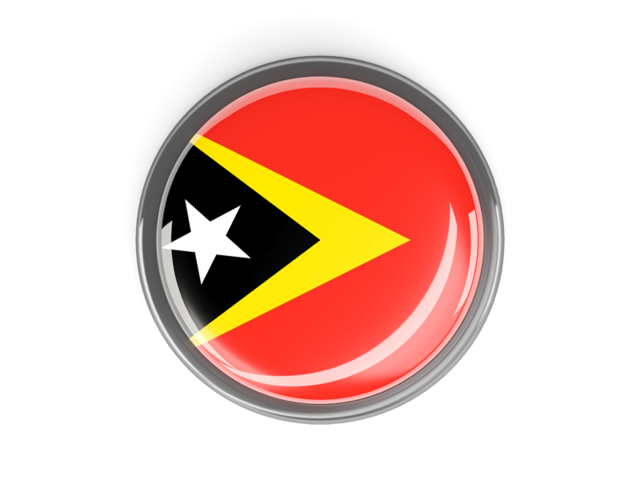 Metal framed round button. Download flag icon of East Timor at PNG format