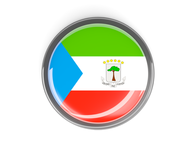 Metal framed round button. Download flag icon of Equatorial Guinea at PNG format