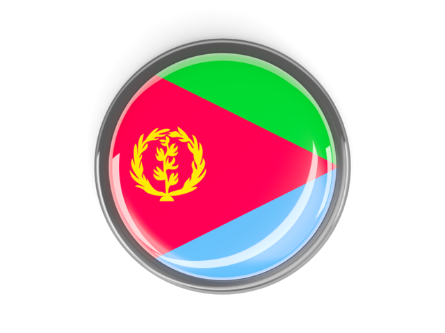 Metal framed round button. Download flag icon of Eritrea at PNG format