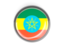 Ethiopia. Metal framed round button. Download icon.