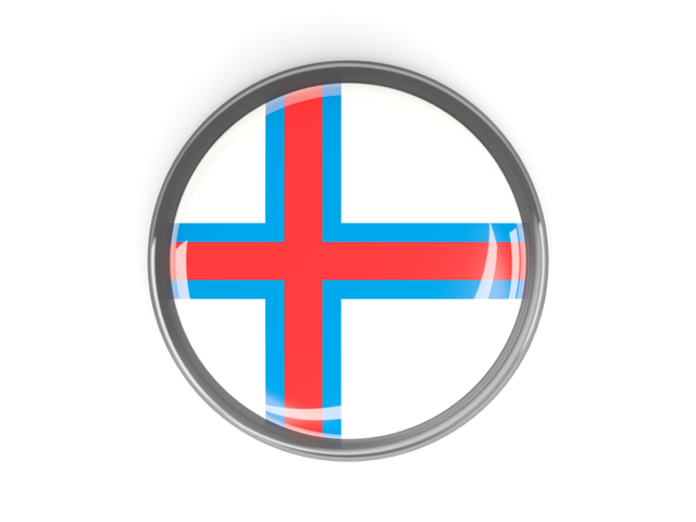 Metal framed round button. Download flag icon of Faroe Islands at PNG format