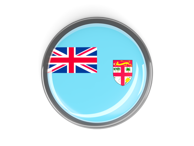 Metal framed round button. Download flag icon of Fiji at PNG format