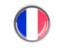 France. Metal framed round button. Download icon.