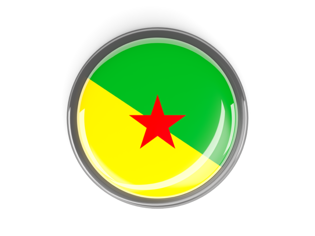 Metal framed round button. Download flag icon of French Guiana at PNG format