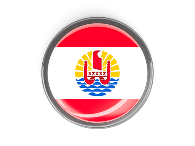 Metal framed round button. Download flag icon of French Polynesia at PNG format