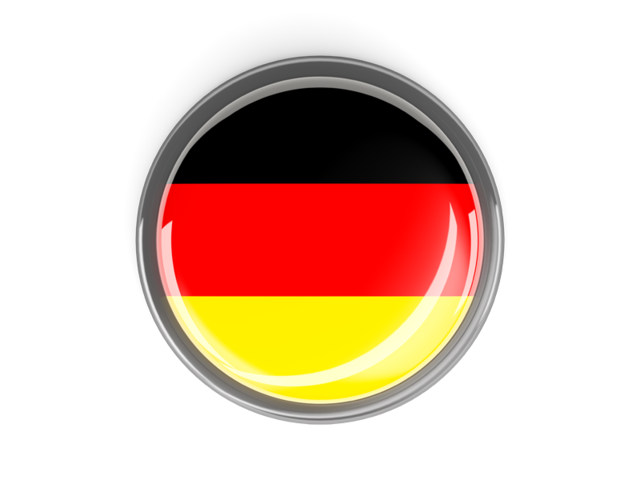Metal framed round button. Download flag icon of Germany at PNG format