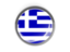 Greece. Metal framed round button. Download icon.