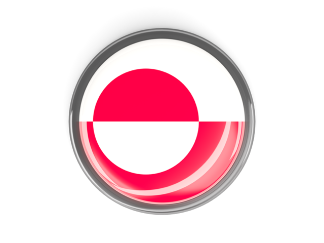 Metal framed round button. Download flag icon of Greenland at PNG format