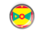 Grenada. Metal framed round button. Download icon.