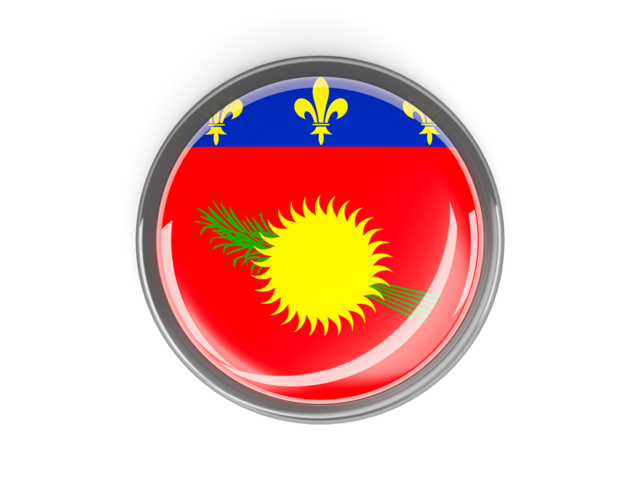 Metal framed round button. Download flag icon of Guadeloupe at PNG format