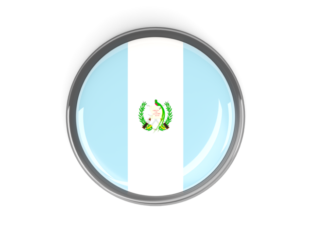 Metal framed round button. Download flag icon of Guatemala at PNG format