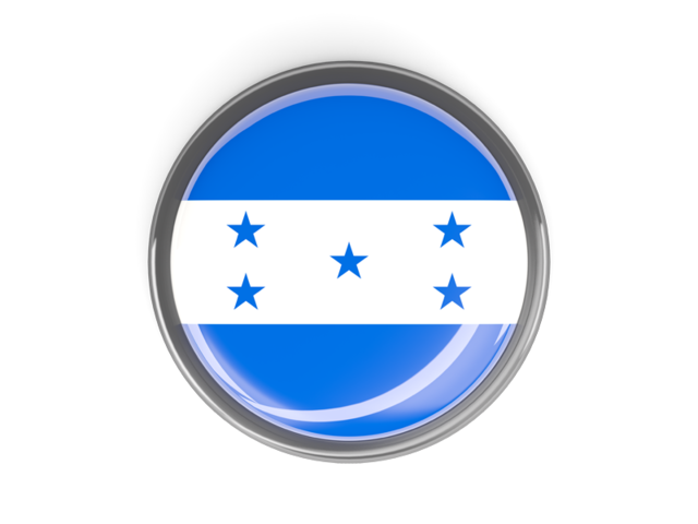 Круглая кнопка с металлической рамкой. Скачать флаг. Гондурас