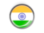 India. Metal framed round button. Download icon.