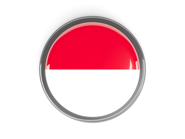 Metal framed round button. Download flag icon of Indonesia at PNG format