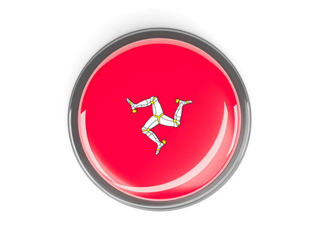 Metal framed round button. Download flag icon of Isle of Man at PNG format