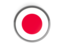 Japan. Metal framed round button. Download icon.