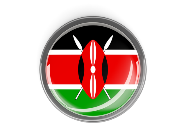 Metal framed round button. Download flag icon of Kenya at PNG format
