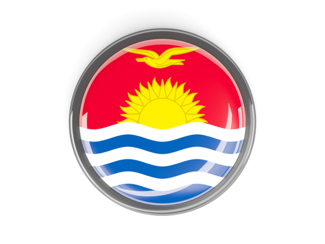 Metal framed round button. Download flag icon of Kiribati at PNG format