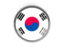 South Korea. Metal framed round button. Download icon.