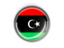 Libya. Metal framed round button. Download icon.