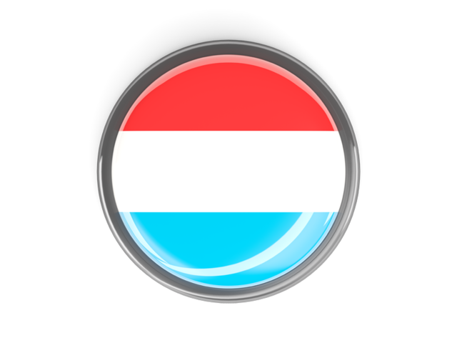 Круглая кнопка с металлической рамкой. Скачать флаг. Люксембург