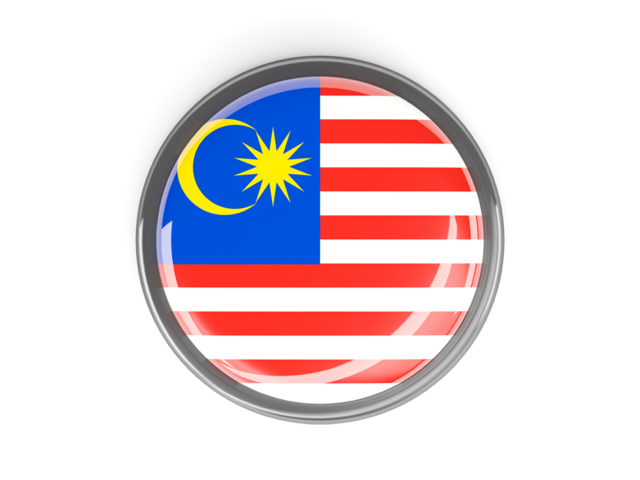 Metal framed round button. Download flag icon of Malaysia at PNG format