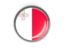 Malta. Metal framed round button. Download icon.