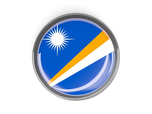 Metal framed round button. Download flag icon of Marshall Islands at PNG format