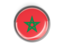 Morocco. Metal framed round button. Download icon.