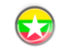 Myanmar. Metal framed round button. Download icon.