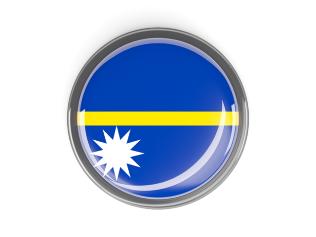 Metal framed round button. Download flag icon of Nauru at PNG format