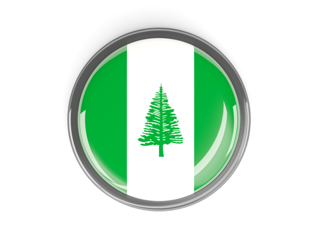 Metal framed round button. Download flag icon of Norfolk Island at PNG format