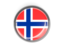 Norway. Metal framed round button. Download icon.