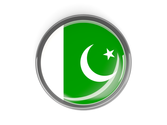 Metal framed round button. Download flag icon of Pakistan at PNG format