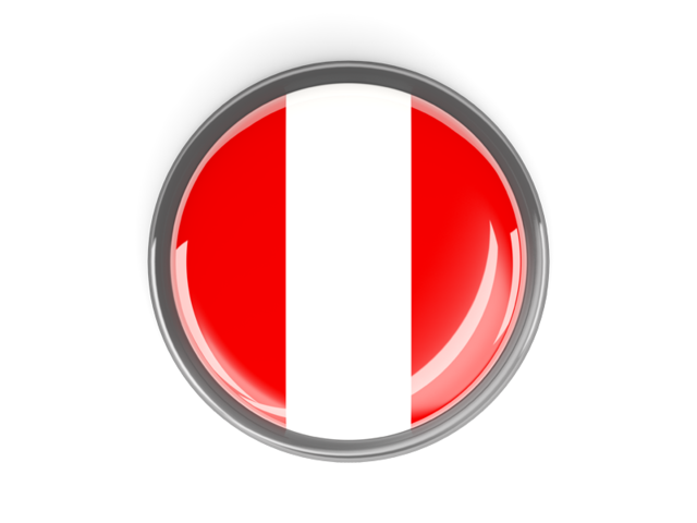 Metal framed round button. Download flag icon of Peru at PNG format